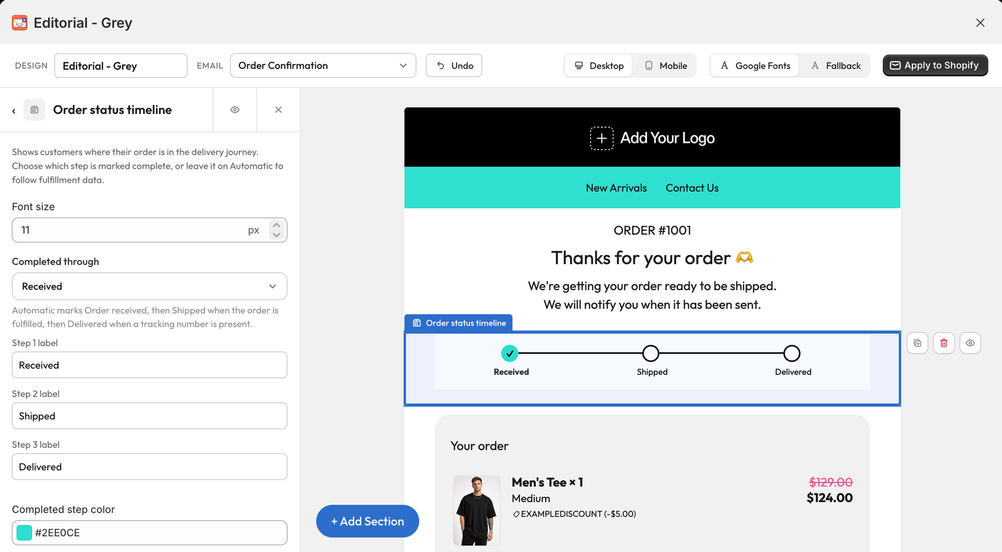Easy Emails app: visual editor for Shopify order confirmation and other notification emails